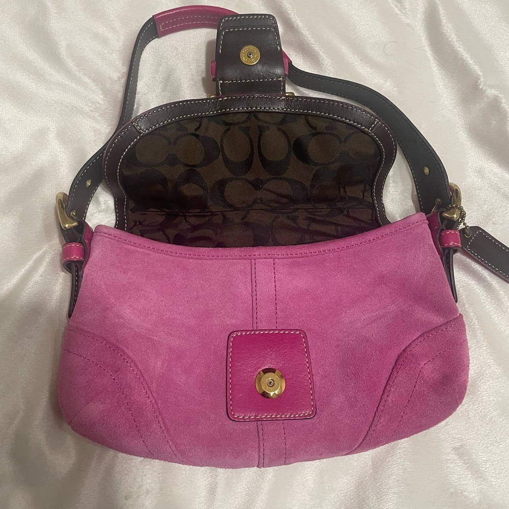 Vintage Y2K Coach Signature Sufflette Handbag SoHo Pink Suede K04S-5675 - Picture 4 of 10